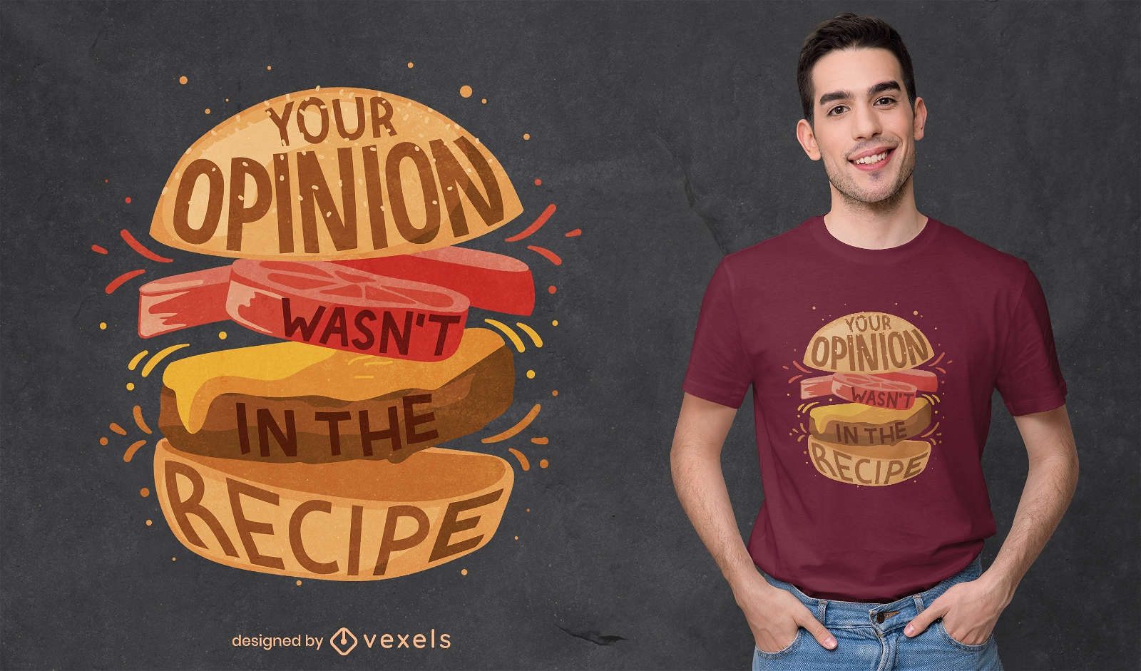 Design de camisetas engraçadas de comida de hambúrguer