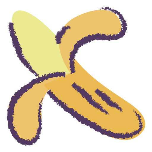 Yellow banana semi flat PNG Design