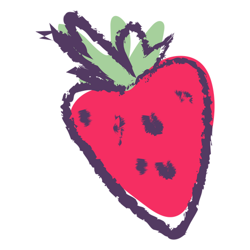 Red strawberry semi flat PNG Design