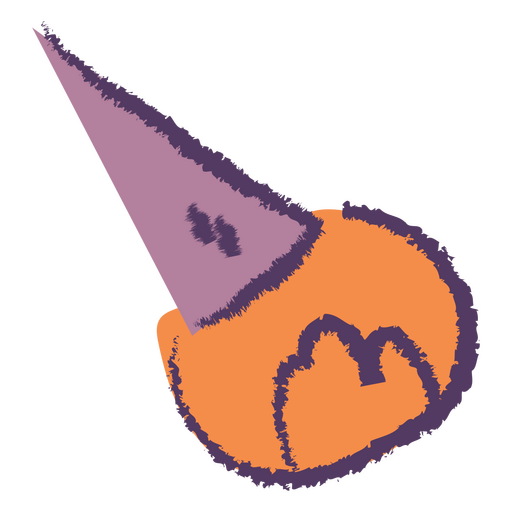 Pumpkin with witch hat semi flat PNG Design