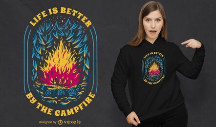 A vida é melhor com design de camiseta para fogueira