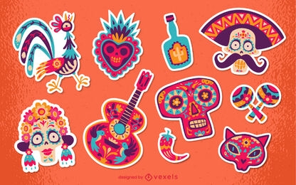 Day of the dead stickers set