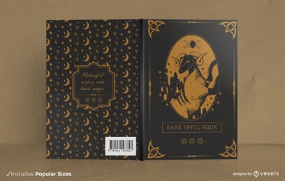 Diseño de portada de libro de hechizos de brujería oscura