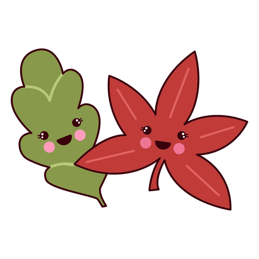 Thanksgiving leaves kawaii characters PNG Design