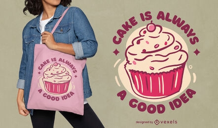Design de sacola com citações engraçadas de cupcake