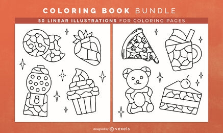 Food themed coloring book interior design