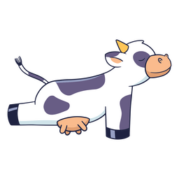 Cute cow doing yoga color stroke Transparent PNG