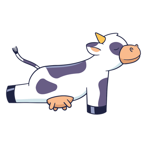 Cute cow doing yoga color stroke