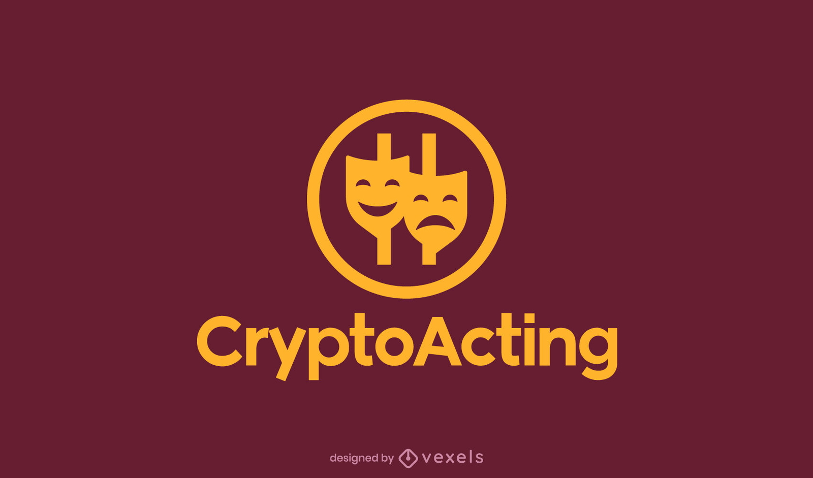 Modelo de logotipo de máscaras de teatro de criptomoeda