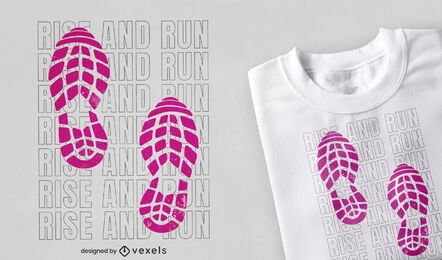 Diseño de camiseta de running con estampado de zapatos.