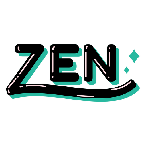 Zen-Wort glänzend PNG-Design