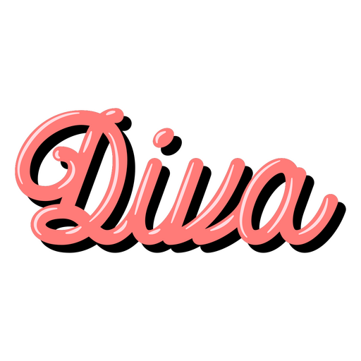 Diva word in pink retro letteirng PNG Design