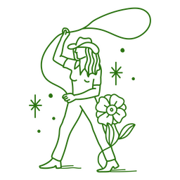 Elemento de tatuaje de chica vaquera de rodeo Diseño PNG