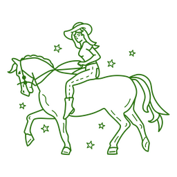 Cowgirl im Pferdetätowierungselement PNG-Design