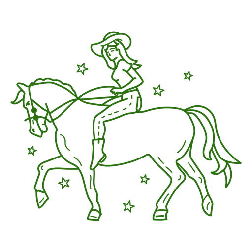 Cowgirl em elemento de tatuagem de cavalo Desenho PNG