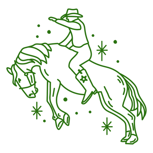 Elemento de tatuaje de vaquero y caballo saltando