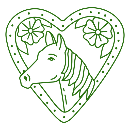 Horse in heart tattoo style PNG Design