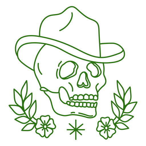 Cowboyschädel mit Hut Old School Tattoo PNG-Design