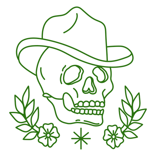 Crânio de cowboy com tatuagem de chapéu da velha escola Desenho PNG