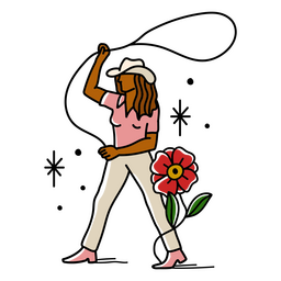 Elemento de tatuagem de cor cowgirl de rodeio Desenho PNG