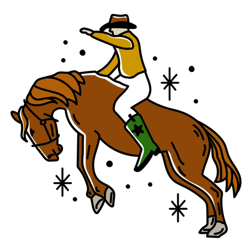 Cowboy em tatuagem de cor de cavalo Desenho PNG