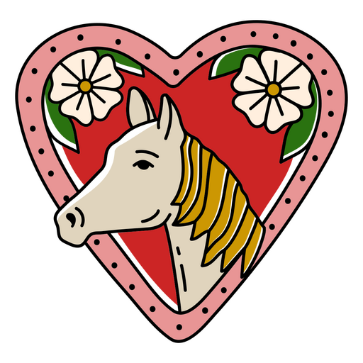 Horse in heart color tattoo element