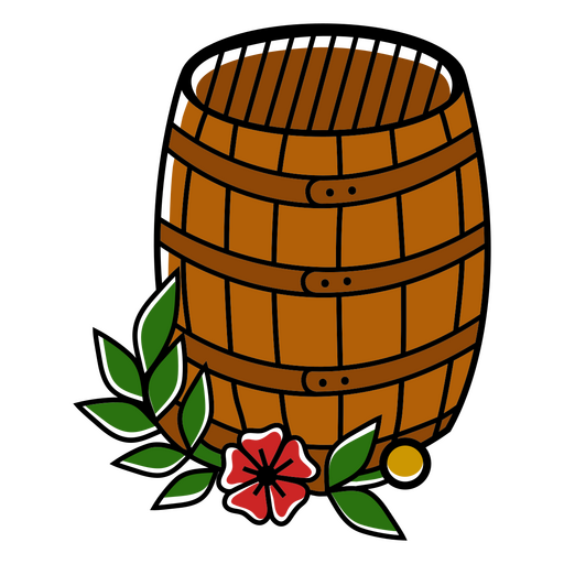 Alcohol barrel tattoo style PNG Design