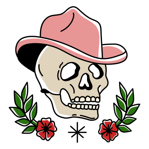 Cowboy-Schädel-Tattoo-Element PNG-Design