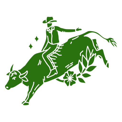 Cowboy im Stier ausgeschnittenes Tattoo PNG-Design