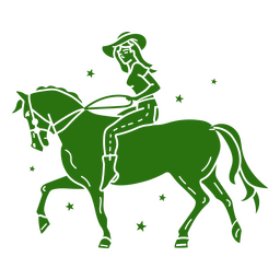 Tatuaje recortado de vaquera a caballo Diseño PNG