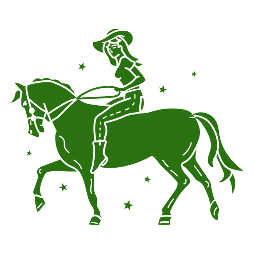Cowgirl in horse cut out tattoo  PNG Design