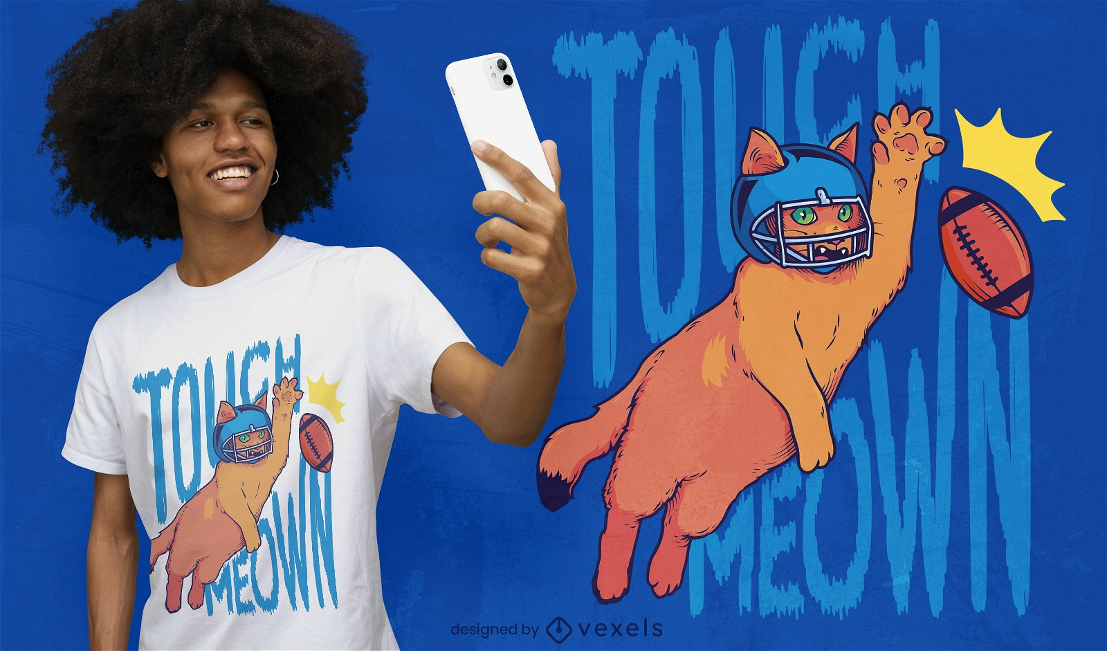 Design de t-shirt de jogador de futebol com animais de gato