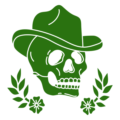 Cowboy skull with hat tattoo cut out PNG Design