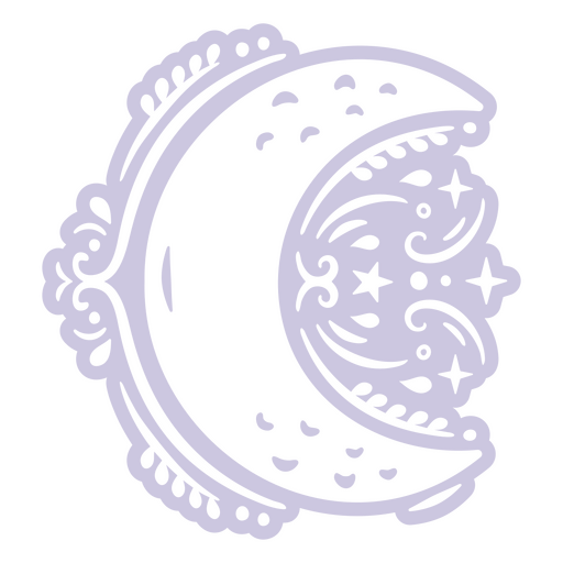 Luna ornamental gris cortada Diseño PNG