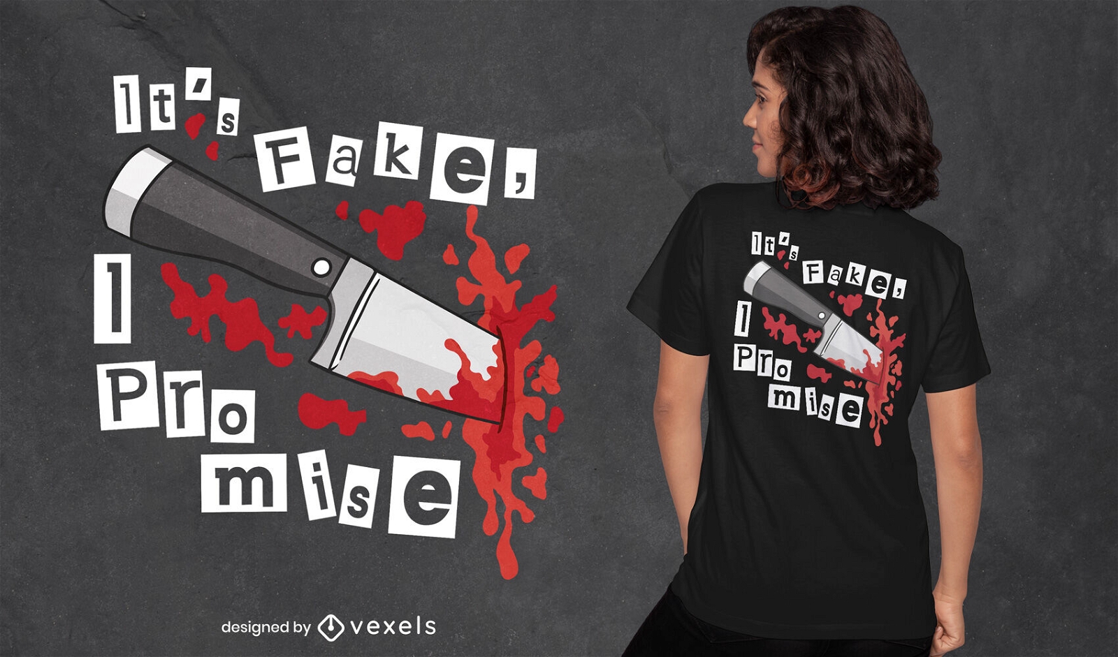 Design de camiseta esfaqueando uma faca ensanguentada