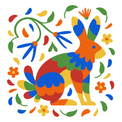 Dia de muertos conejo ornamental plano