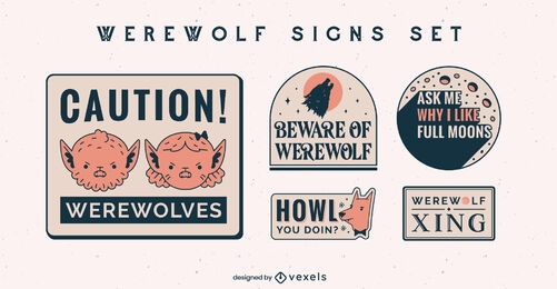 Awesome werewolf badges design