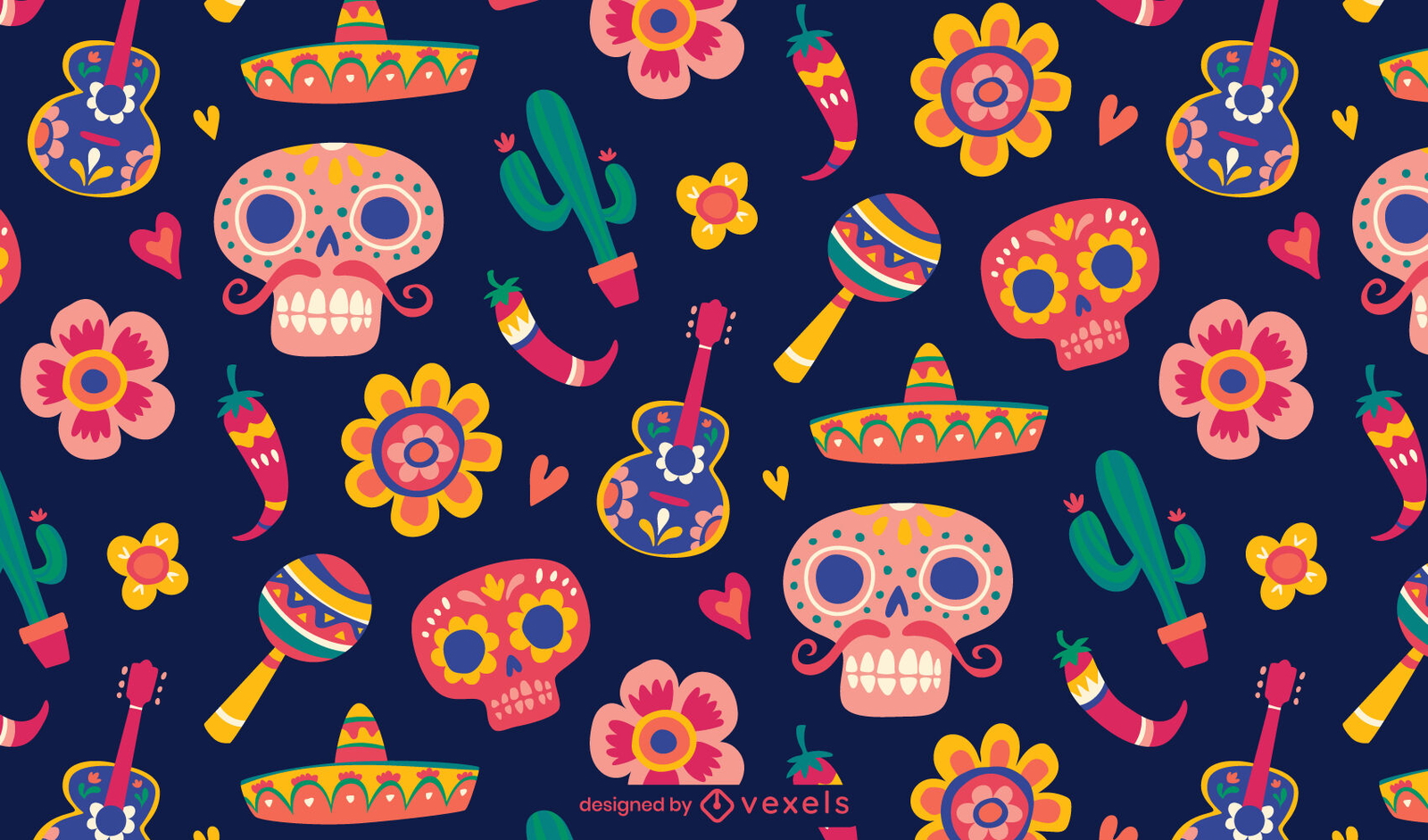 Diseño de patrón enlosable del día de los muertos