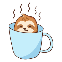 Cute sloth in a mug color stroke PNG Design Transparent PNG