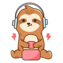 Gaming sloth color stroke PNG Design