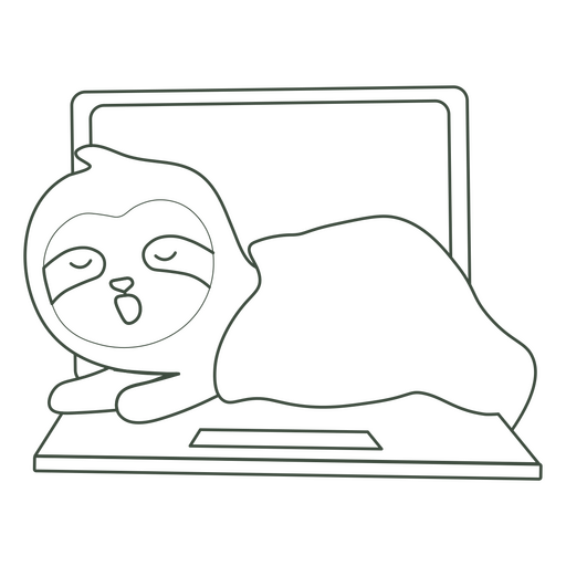 Computer sloth stroke PNG Design