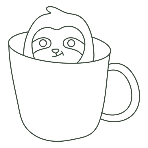 Cute sloth in a mug stroke