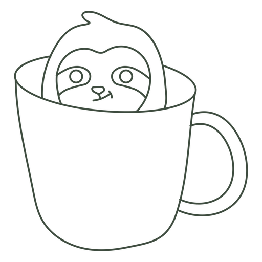 Preguiça bonitinha em um curso de caneca Desenho PNG