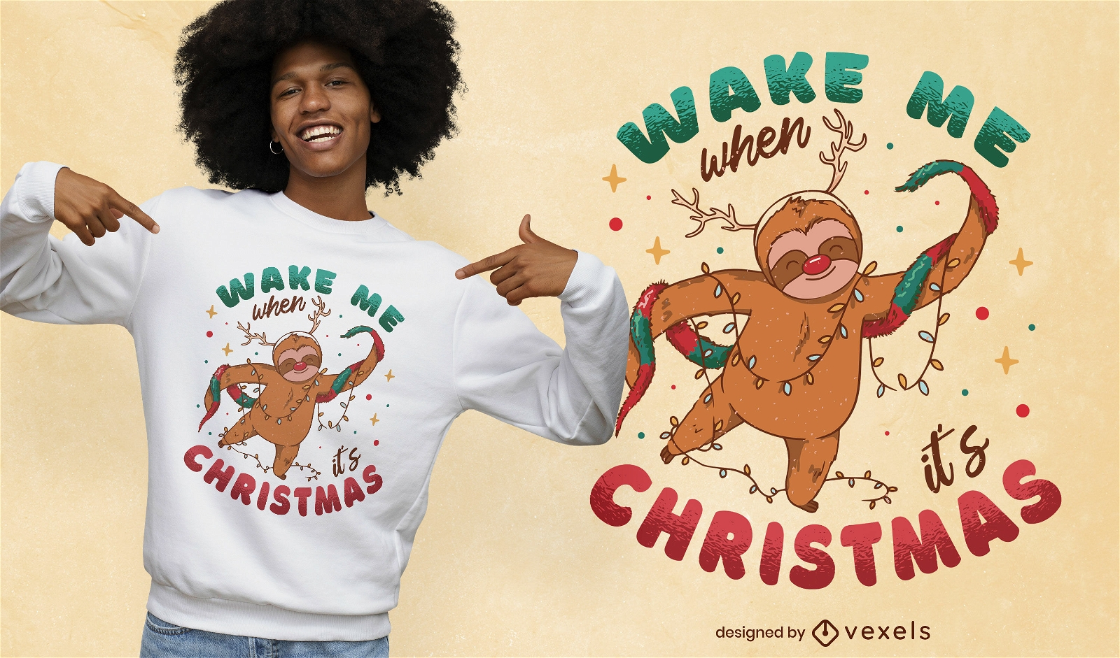 Weihnachtsfaultier Zitat T-Shirt Design