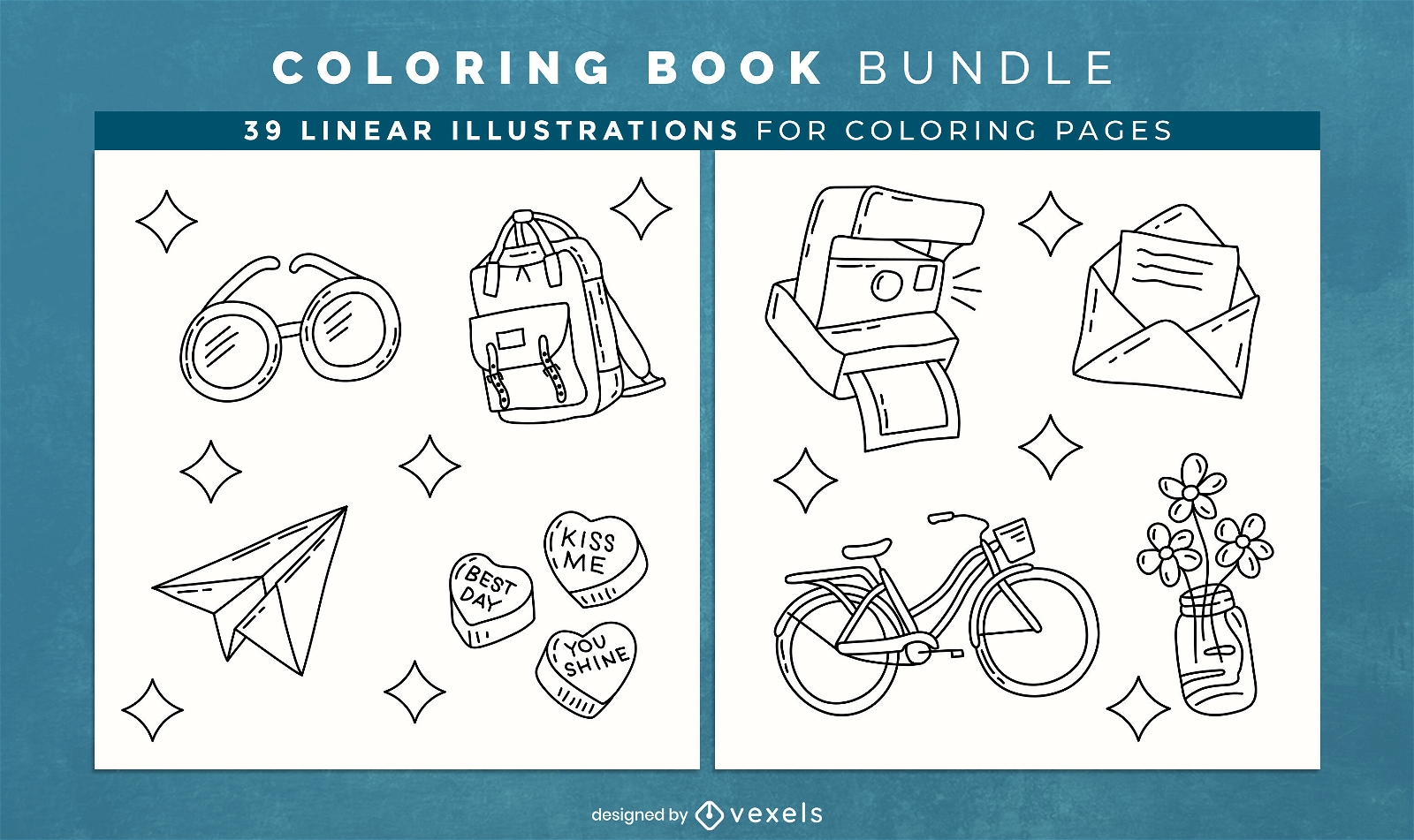 Cool objects coloring book interior design