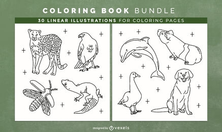 Awesome animals coloring book interior design