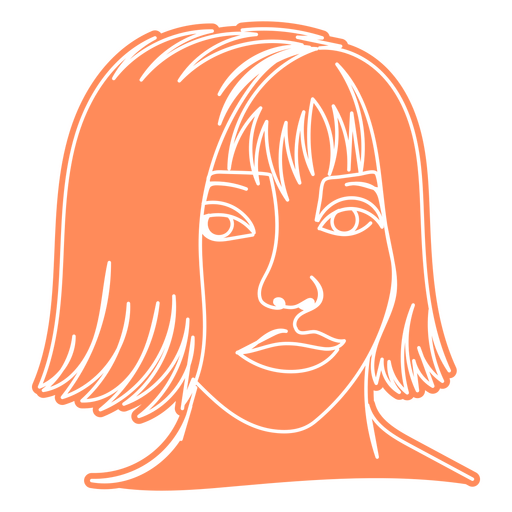 Woman short hair continuous line people  PNG Design