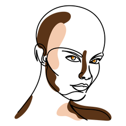 Bald girl continuous line PNG Design