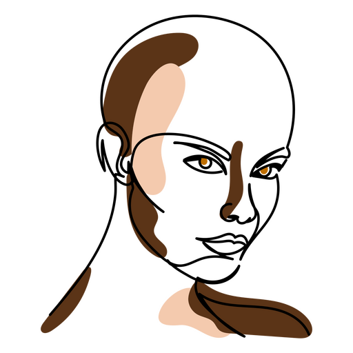 Linha cont?nua de garota careca Desenho PNG