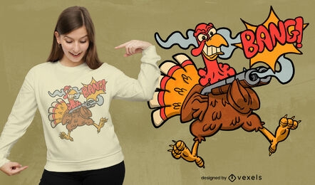 Bang shotgun turkey t-shirt design